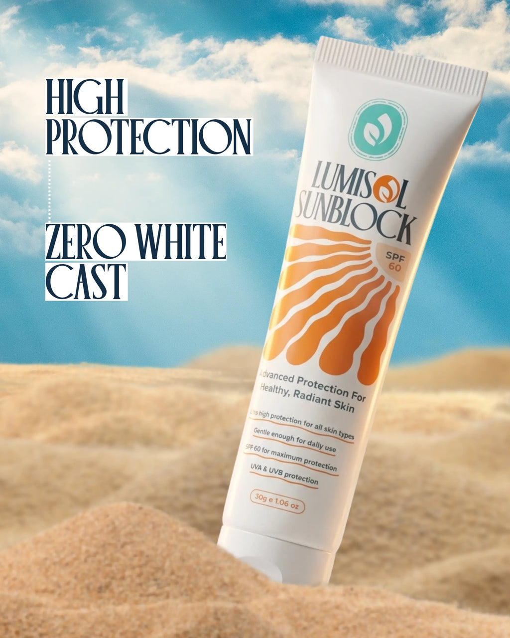 Lightweight non greasy SPF 60 sunblock applied on Pakistani skin tone