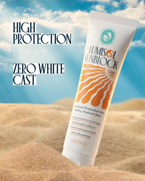 Lightweight non greasy SPF 60 sunblock applied on Pakistani skin tone