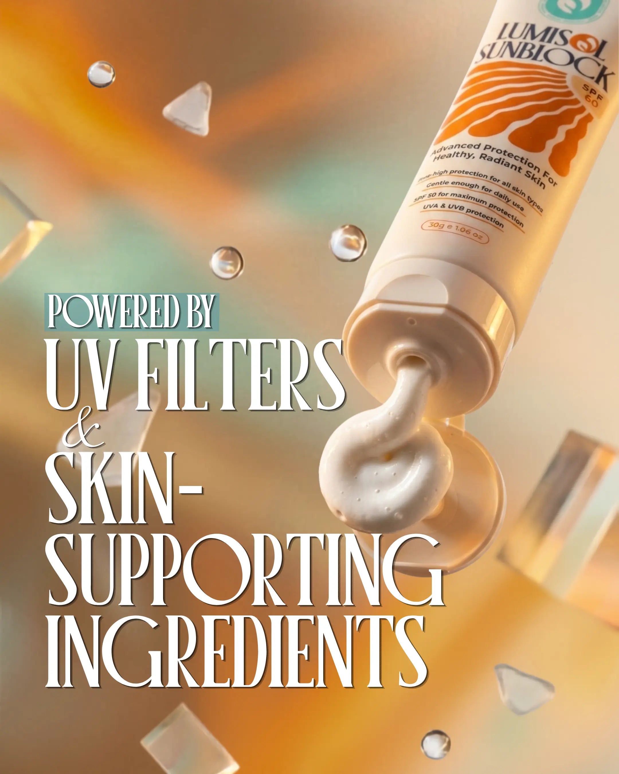 Lumisol SPF 60 sunblock texture showing no white cast on skin