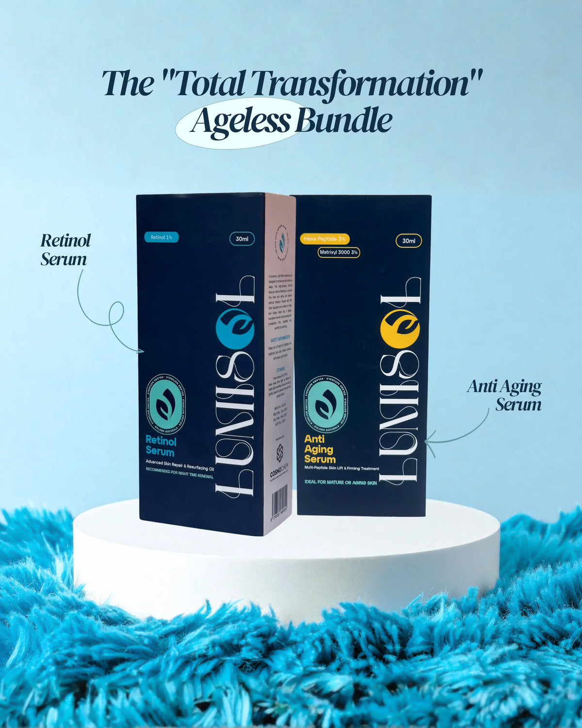 Total Transformation ageless bundle with Lumisol anti ageing and retinol serums